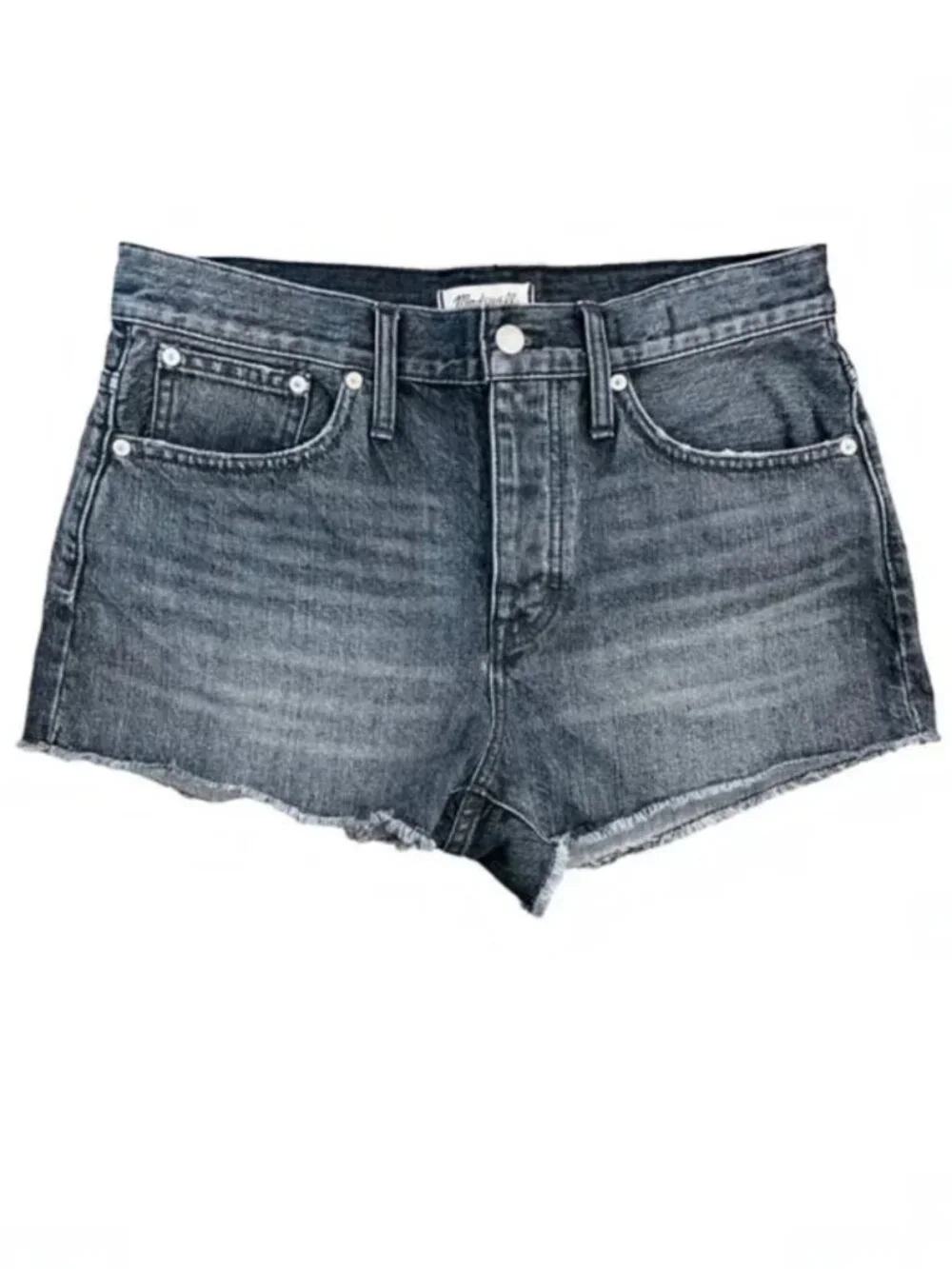 MADEWELL Relaxed Denim Black High-Rise Button-Fly Jean Shorts - Size 26